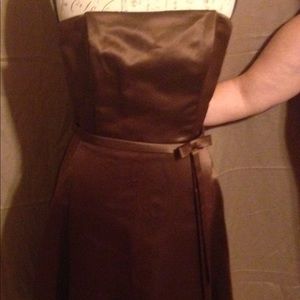 ⬇️ Brown satin strapless Formal SOLD OUT